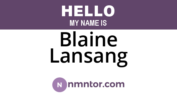 Blaine Lansang