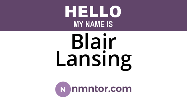 Blair Lansing