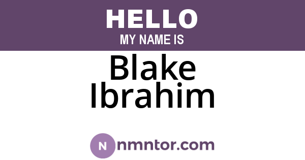 Blake Ibrahim