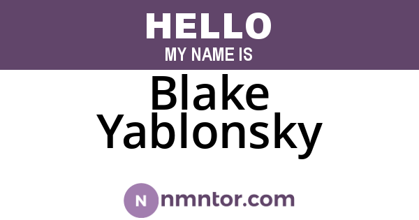 Blake Yablonsky