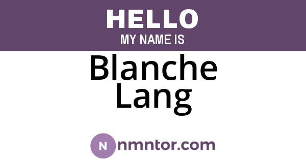 Blanche Lang