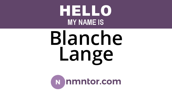 Blanche Lange