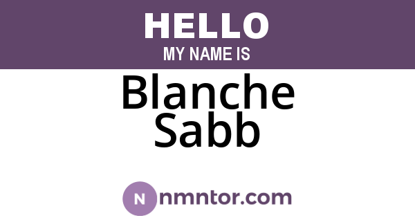 Blanche Sabb