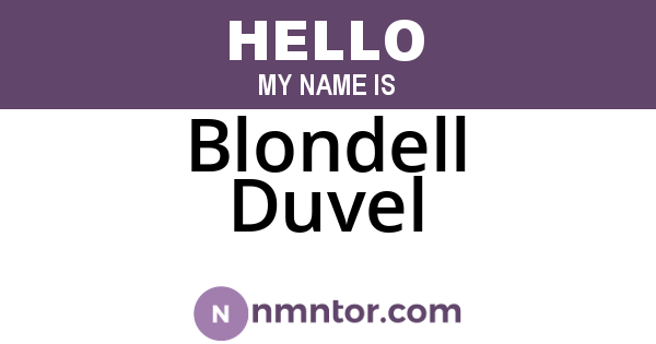 Blondell Duvel