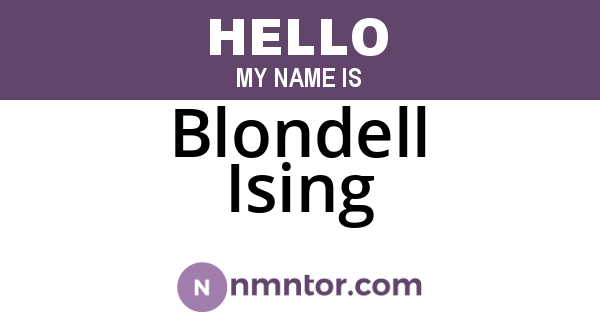 Blondell Ising