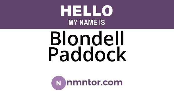 Blondell Paddock