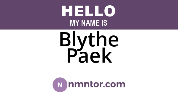 Blythe Paek