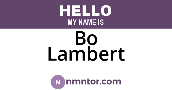 Bo Lambert