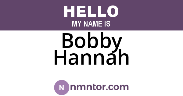 Bobby Hannah