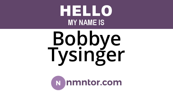 Bobbye Tysinger