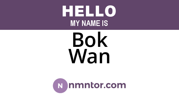 Bok Wan