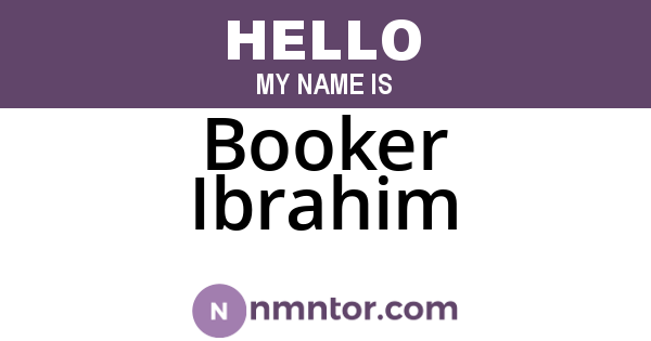 Booker Ibrahim