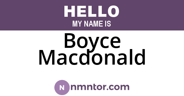 Boyce Macdonald