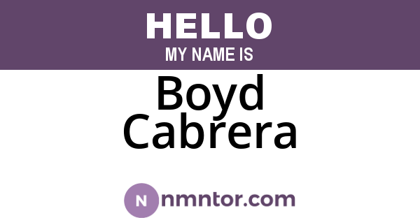 Boyd Cabrera