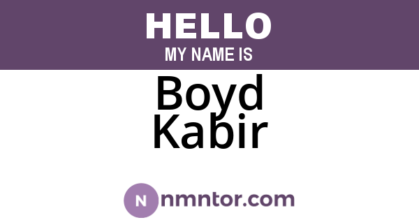 Boyd Kabir