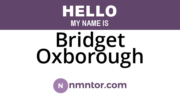 Bridget Oxborough