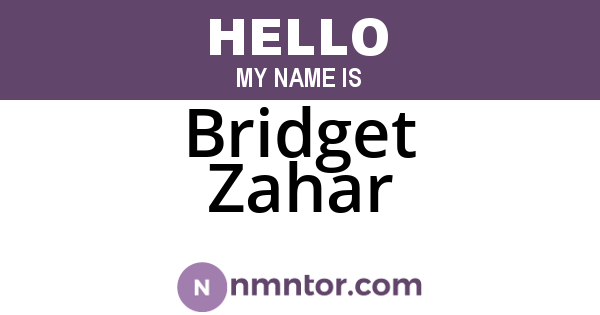 Bridget Zahar