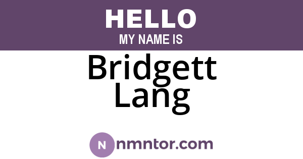 Bridgett Lang