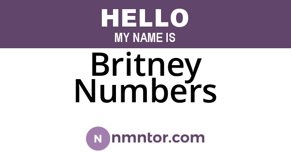 Britney Numbers
