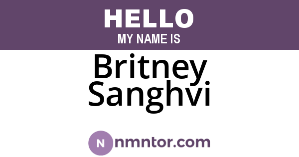Britney Sanghvi