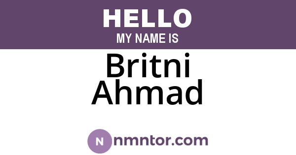 Britni Ahmad
