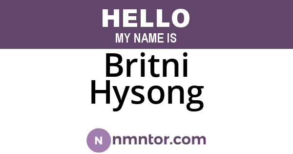 Britni Hysong