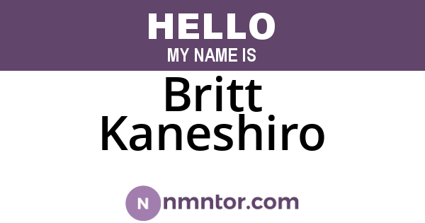 Britt Kaneshiro
