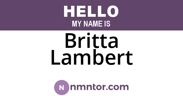 Britta Lambert