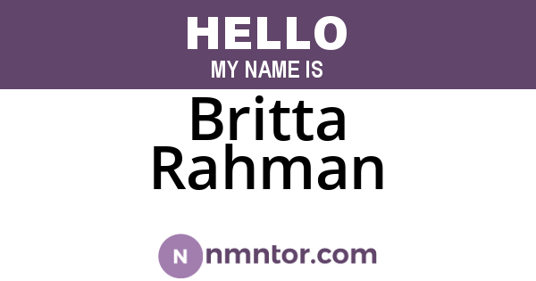 Britta Rahman