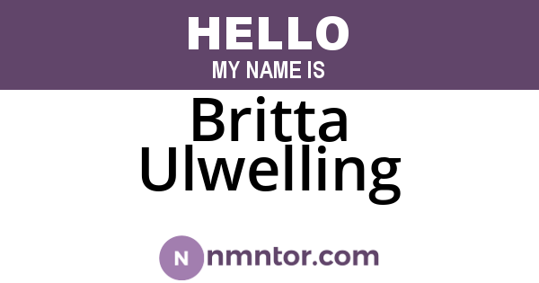 Britta Ulwelling