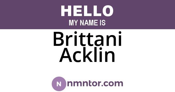 Brittani Acklin