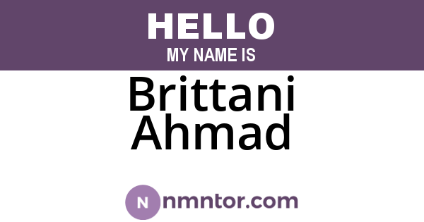 Brittani Ahmad