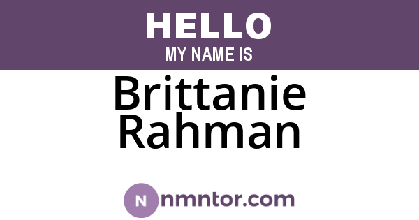 Brittanie Rahman
