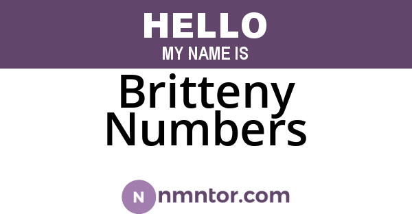 Britteny Numbers