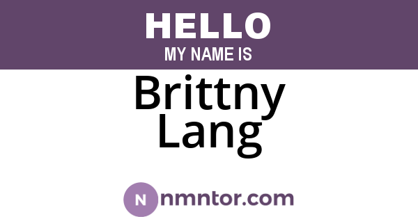 Brittny Lang