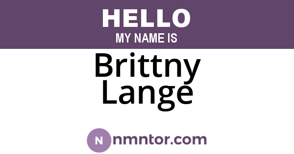 Brittny Lange