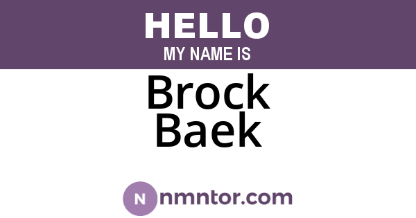Brock Baek