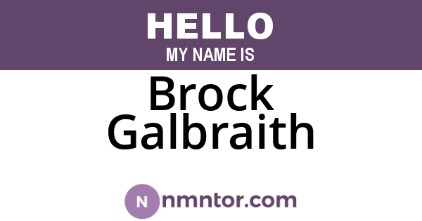 Brock Galbraith