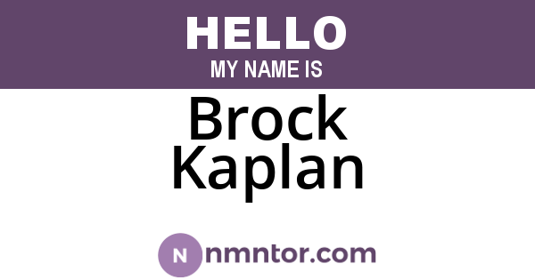 Brock Kaplan