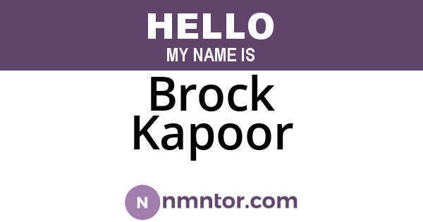 Brock Kapoor