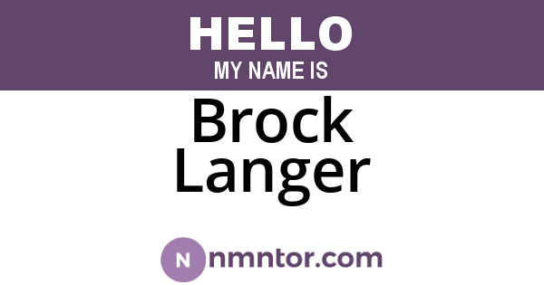 Brock Langer