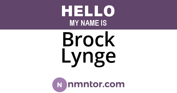 Brock Lynge