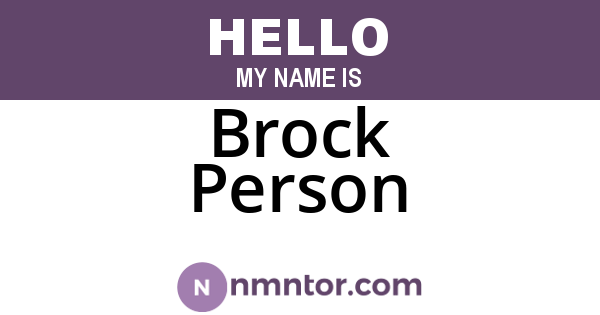 Brock Person