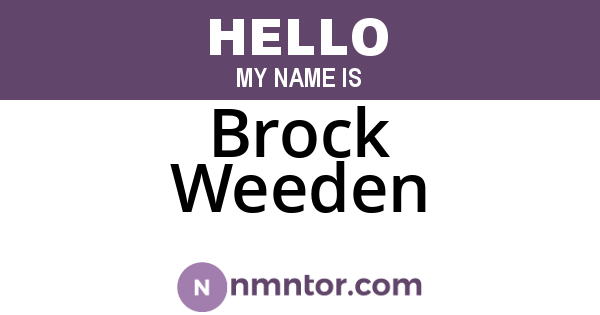 Brock Weeden