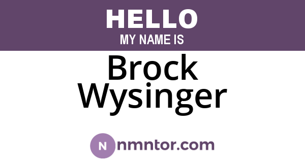 Brock Wysinger