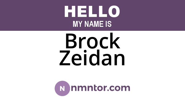 Brock Zeidan