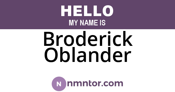 Broderick Oblander