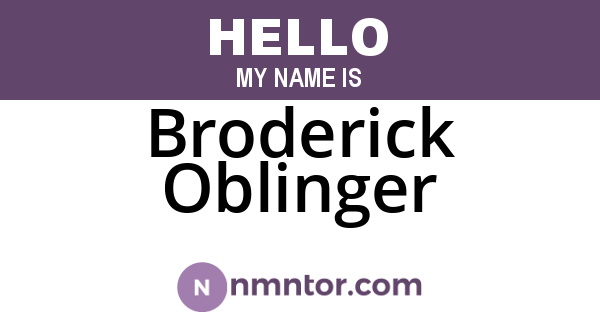 Broderick Oblinger