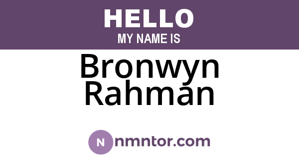 Bronwyn Rahman