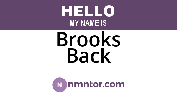 Brooks Back